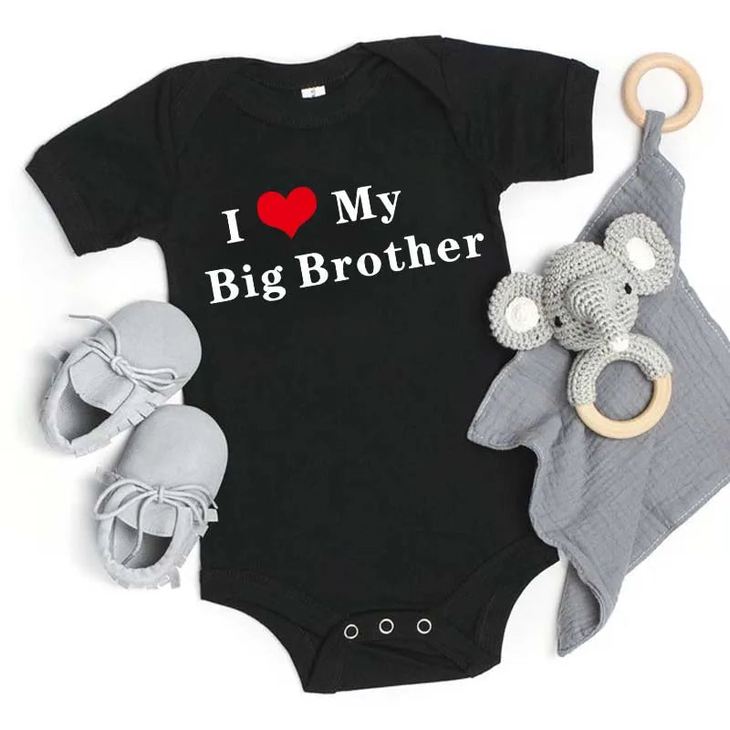 I Love My Big Sister & Brother” Baby Romper – Cute Newborn Short Sleeve Outfit