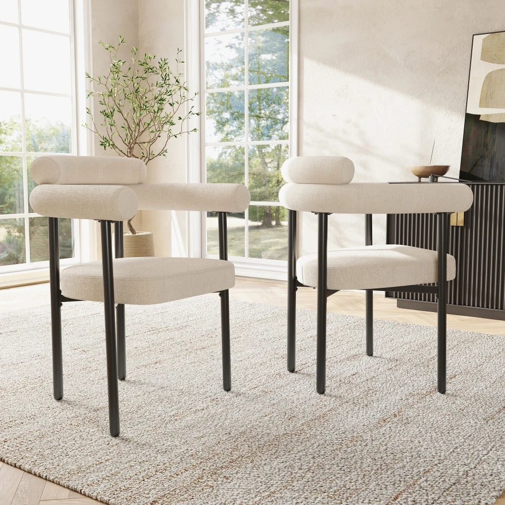 2/4/6 Pieces Modern Minimalist Dining Chairs, Suede Fabric Upholstered Chairs with Ergonomic Ring Backrest & Soft Padded Seat for Dining Room