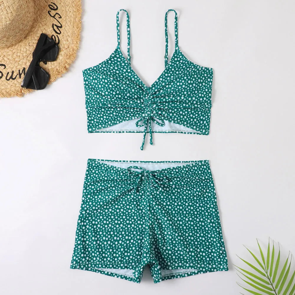 High-Waist Floral Bikini Set – Push-Up Swimwear