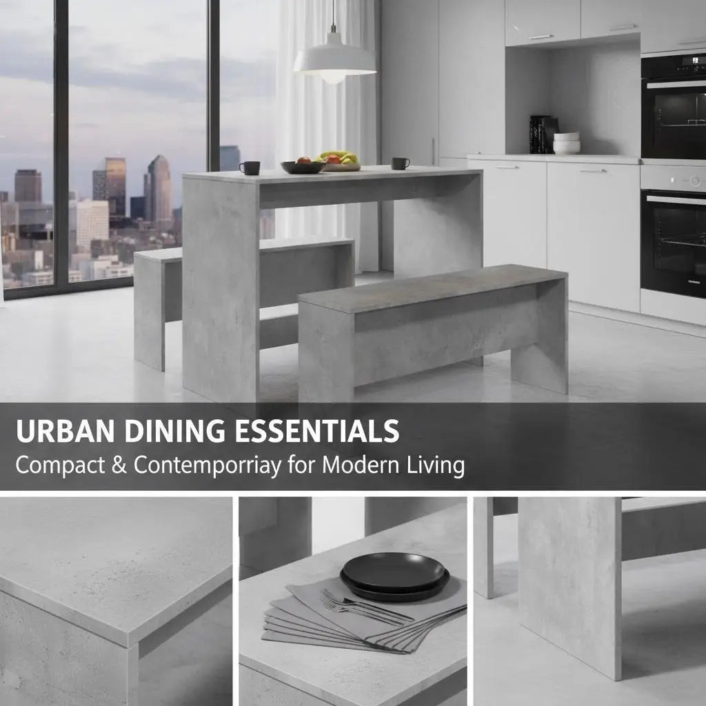3-Piece Dining Table and Bench Set, Engineered Wood Kitchen & Dining Furniture Set for Home, Apartment & Breakfast Nook