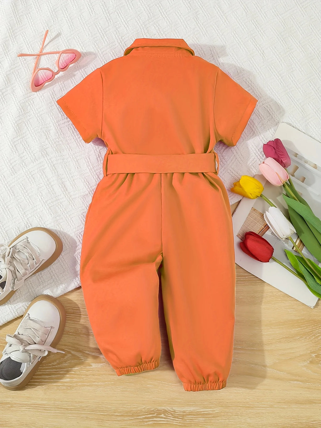 Cute Baby Girl Summer Romper Set – Short Sleeve One-Piece with Matching Belt