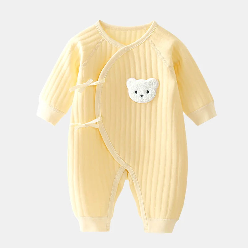 Somenie 3D Bear Baby Romper – 100% Cotton Bodysuit for Boys & Girls