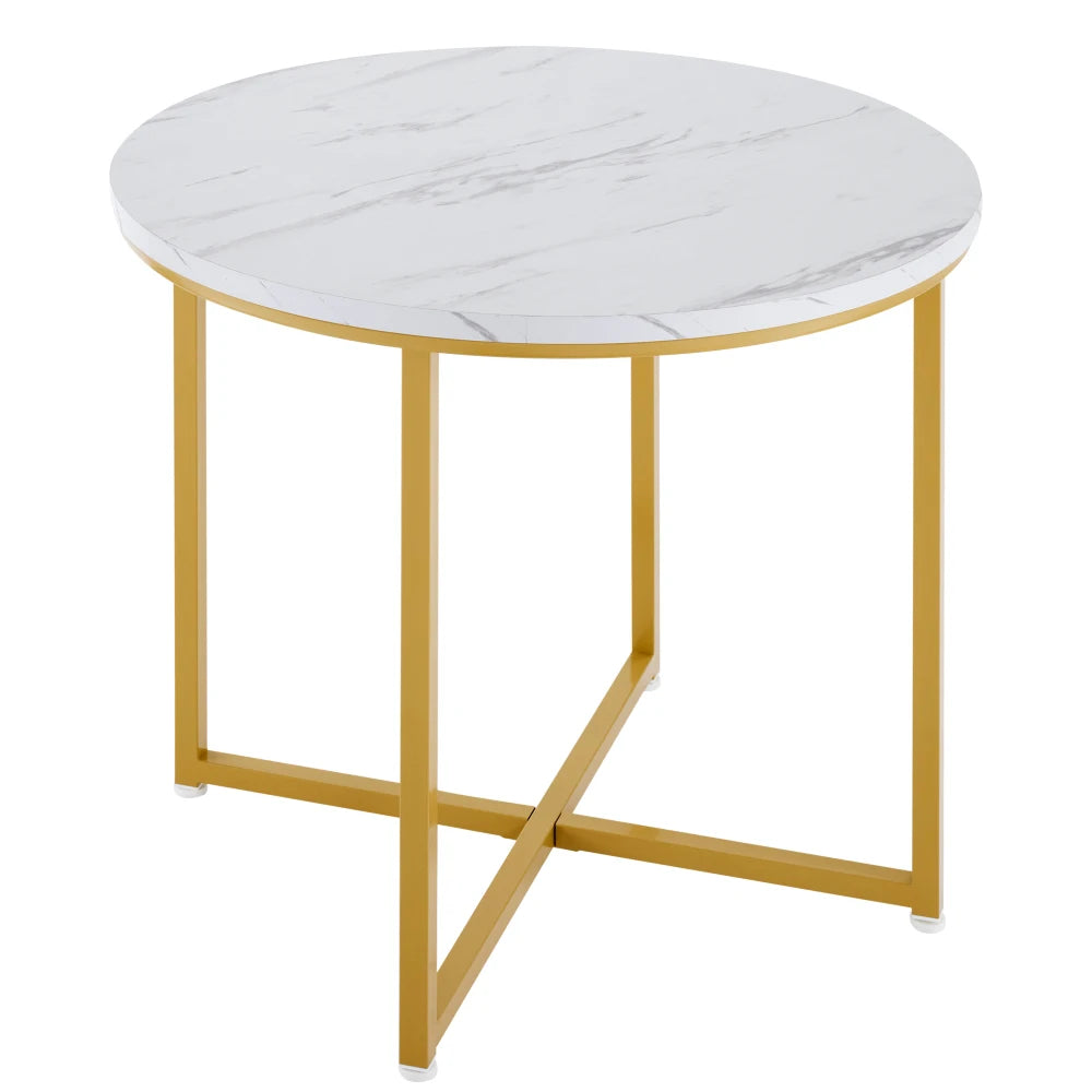 Elegant Dining Set with MDF Tabletop & Gilded Iron Frame