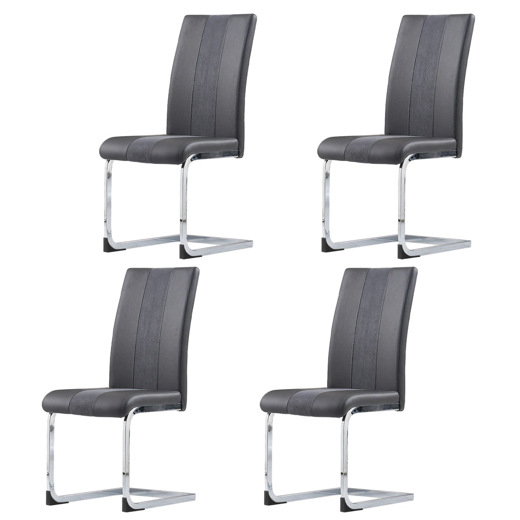 JYMTOM Faux Leather Dining Chairs, Cantilever Swing Kitchen Chairs with High Backrest & Chrome-Plated Metal Frame