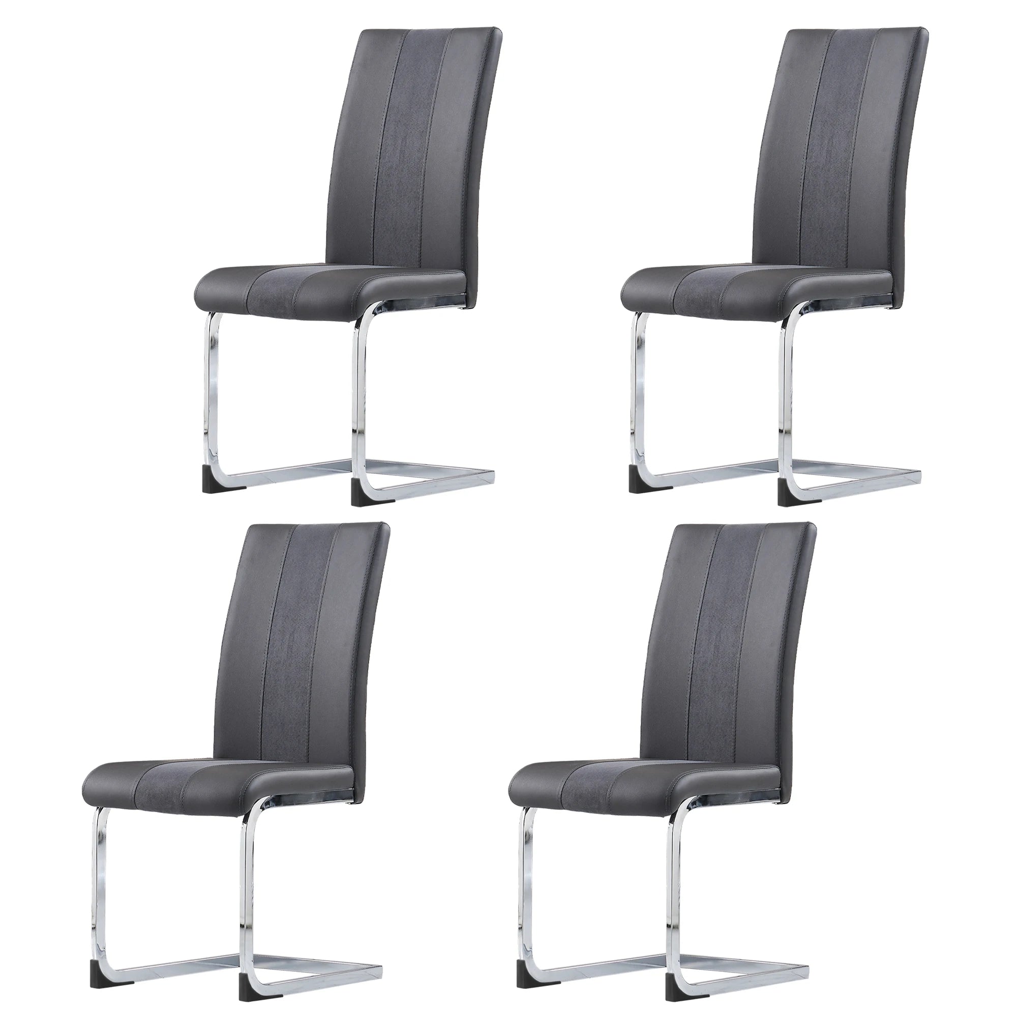 JYMTOM Faux Leather Dining Chairs, Cantilever Swing Kitchen Chairs with High Backrest & Chrome-Plated Metal Frame
