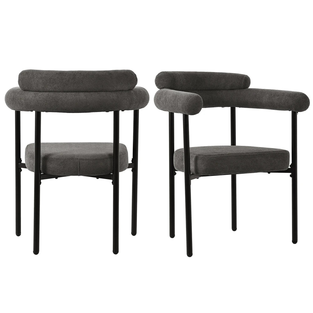 2/4/6 Pieces Modern Minimalist Dining Chairs, Suede Fabric Upholstered Chairs with Ergonomic Ring Backrest & Soft Padded Seat for Dining Room