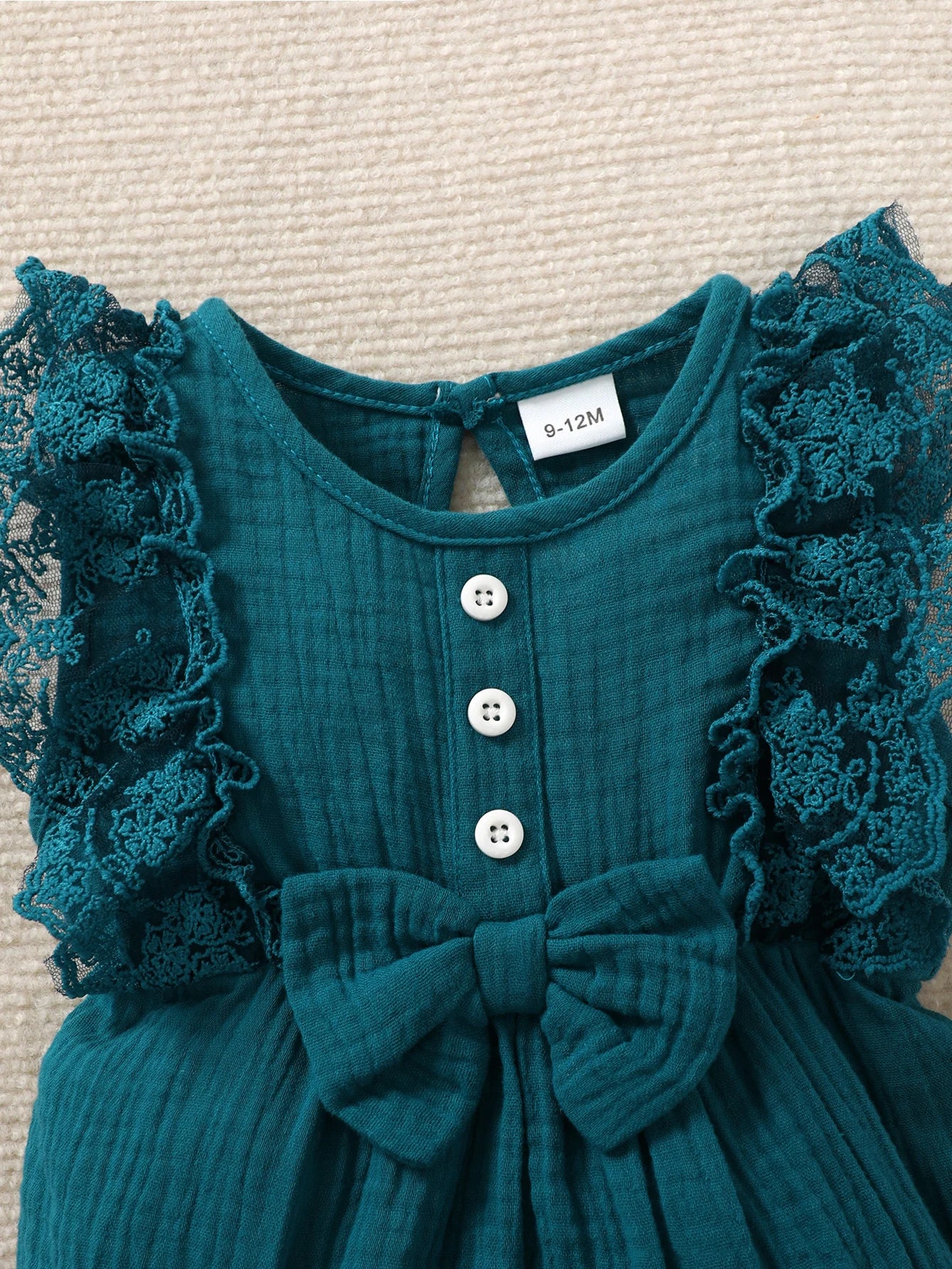 3PCS Baby Girl Lace Romper Set – Pure Color Outfit with Matching Headband