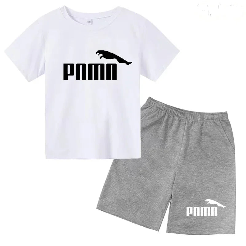 Ensemble Esthétique Enfant – T-shirt à Lettres & Pantalon Décontracté
