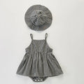 Baby Girl Plaid Romper with Hat – Sleeveless Cotton Summer Outfit