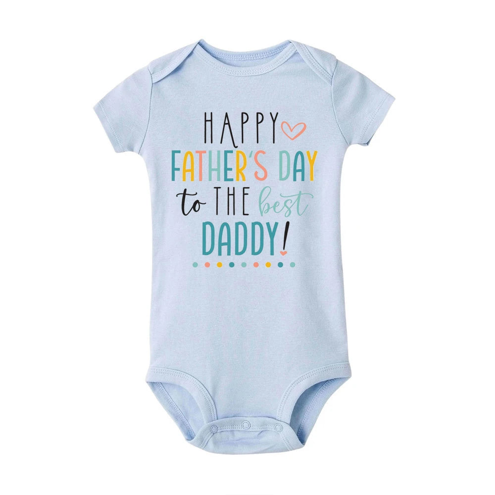 Happy Father’s Day Baby Romper – “Best Daddy” Printed Newborn Bodysuit for Boys & Girls