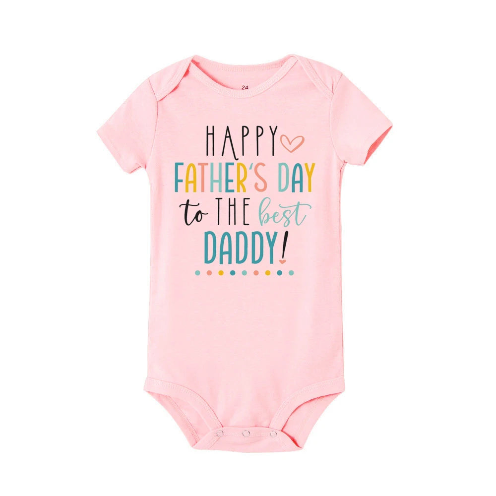Happy Father’s Day Baby Romper – “Best Daddy” Printed Newborn Bodysuit for Boys & Girls