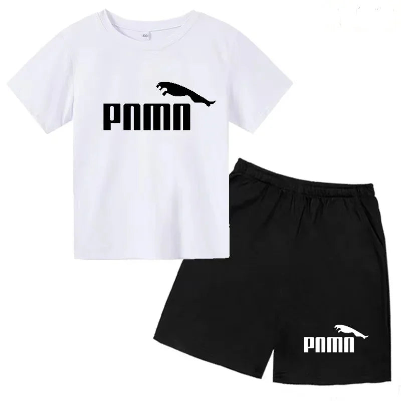 Ensemble Esthétique Enfant – T-shirt à Lettres & Pantalon Décontracté