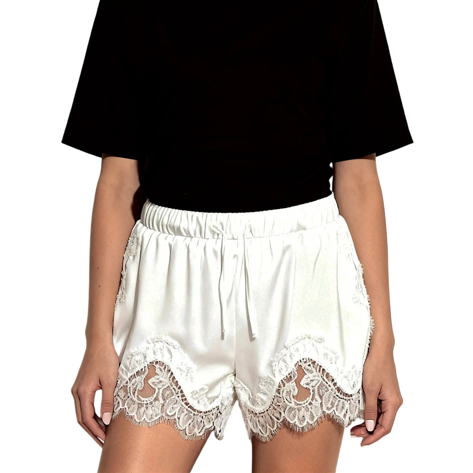 Women’s Lace Patchwork Mini Shorts – Delicate Summer Style & Feminine Comfort