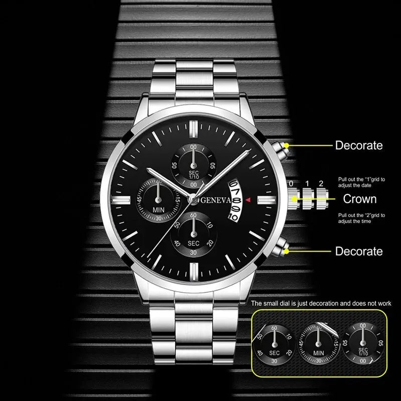 A timeless blend of elegance and precision—this luxury men’s watch adds a touch of confidence and class to every moment, perfect for both business and everyday style.