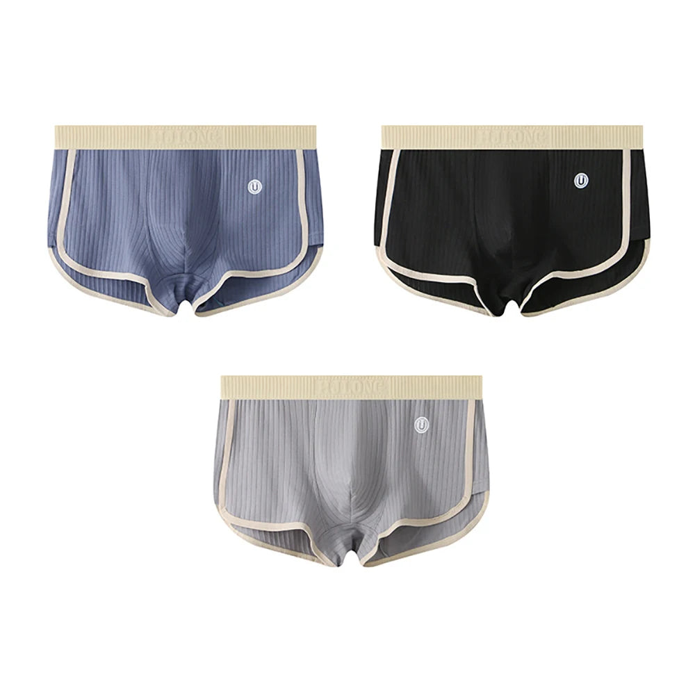 3PCS/Pack Luxury Men’s Boxer Briefs – 100% Breathable Cotton, Modern Striped Style, Ultra-Soft Comfort, Flexible Stretch Fabric & Premium Wide Waistband