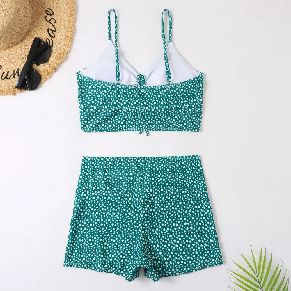 High-Waist Floral Bikini Set – Push-Up Swimwear