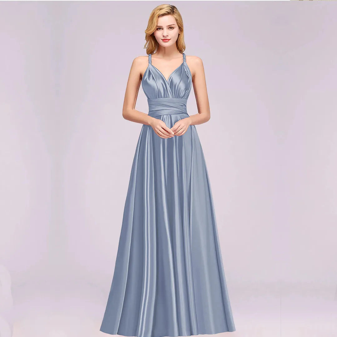 MisShow Infinity Milk Silk Soft Evening Dress for Women – Elegant Sleeveless Multi-Way Wrap Convertible Gown for Prom, Bridesmaids & Special Occasions