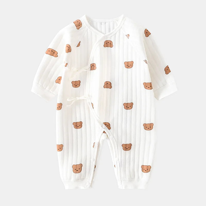 Somenie 3D Bear Baby Romper – 100% Cotton Bodysuit for Boys & Girls