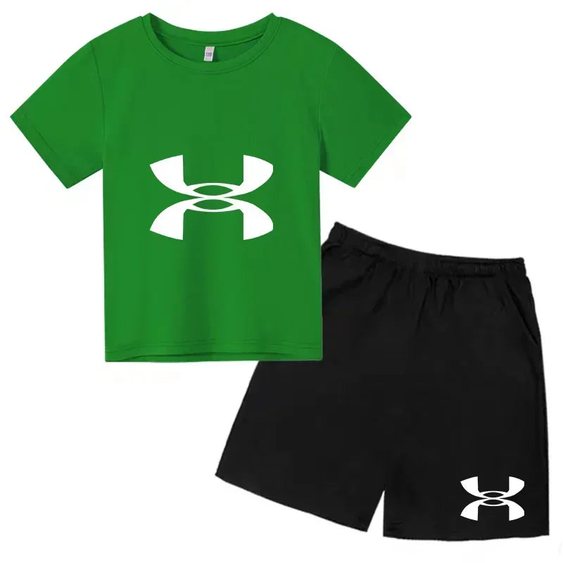 2026 Kids Sports Outfit – Breathable T-Shirt & Shorts Set for Boys