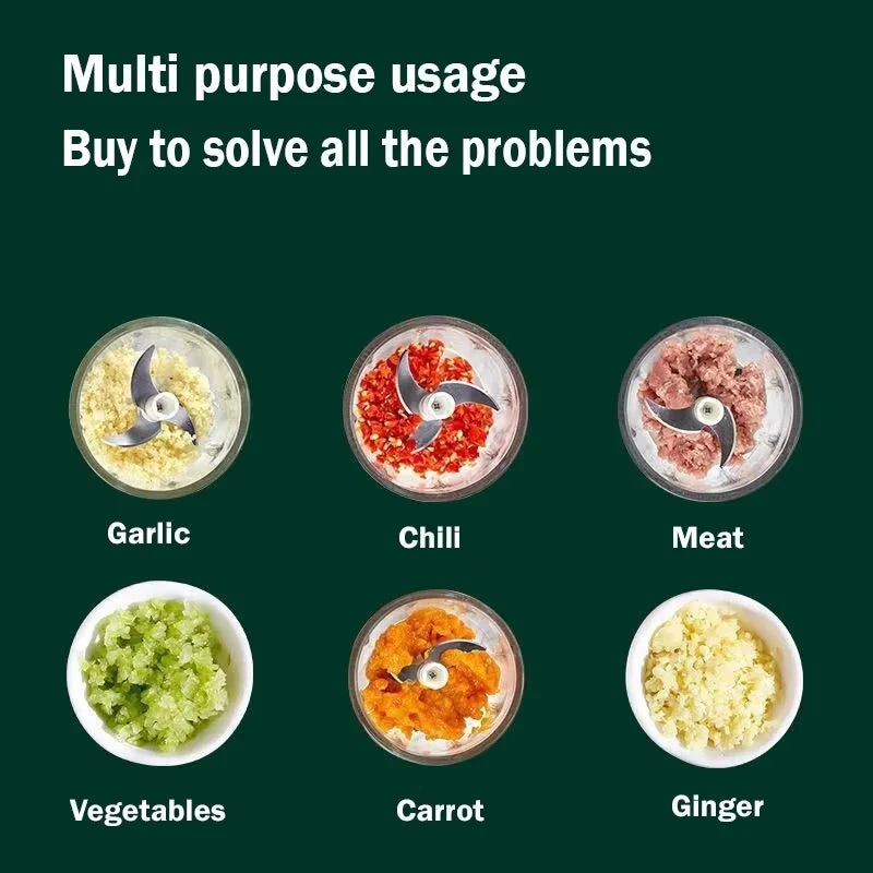 Compact Electric Garlic Grinder – 260ml Mini Food Chopper with One-Touch Control, Stainless Steel Blades for Garlic, Onion, Meat & Vegetables, Elegant & Easy-Clean Kitchen Essential.