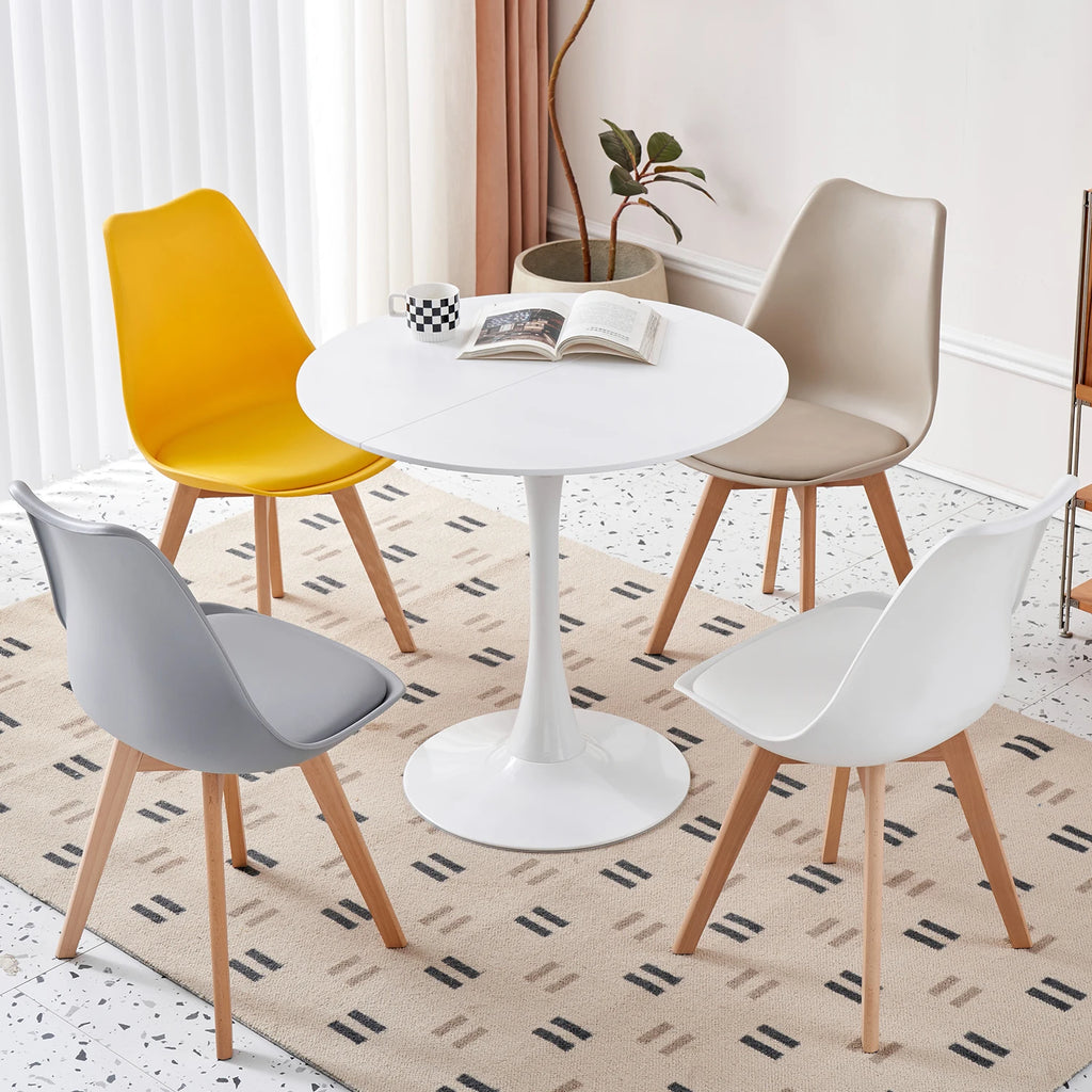 EGOONM Nordic Dining Table and Chair Set, Modern Round Dining Table for Kitchen, Dining Room, Home Office & Coffee Corner
