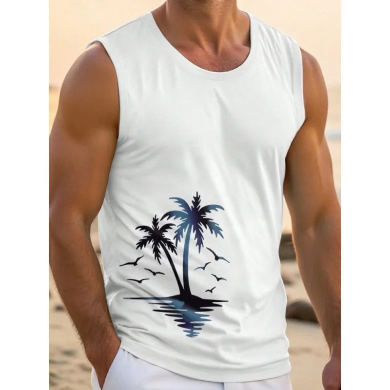 3D Printed Hawaiian Fruit Tank Top for Men