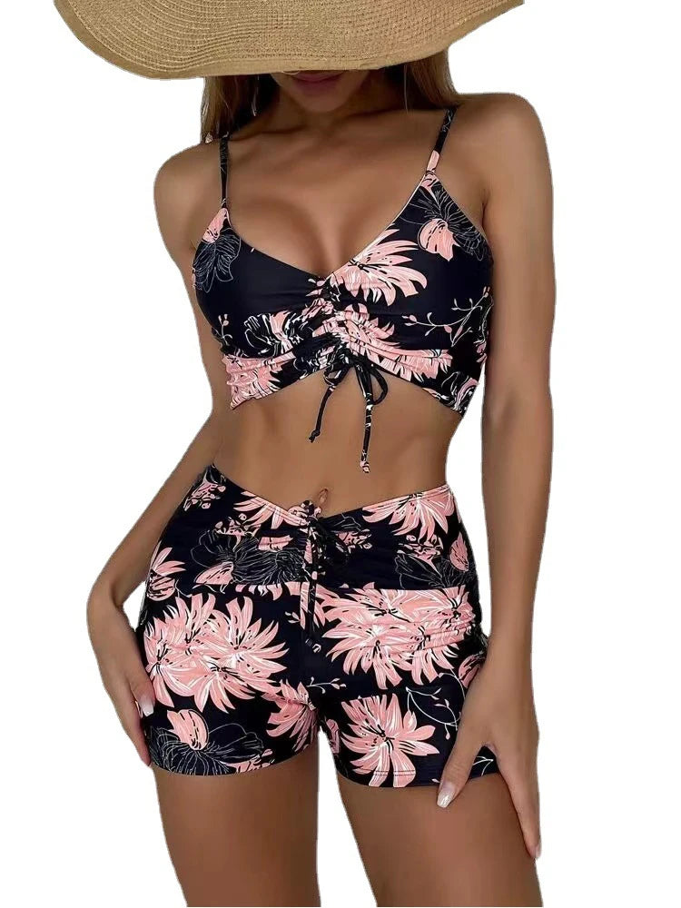 High-Waist Floral Bikini Set – Push-Up Swimwear