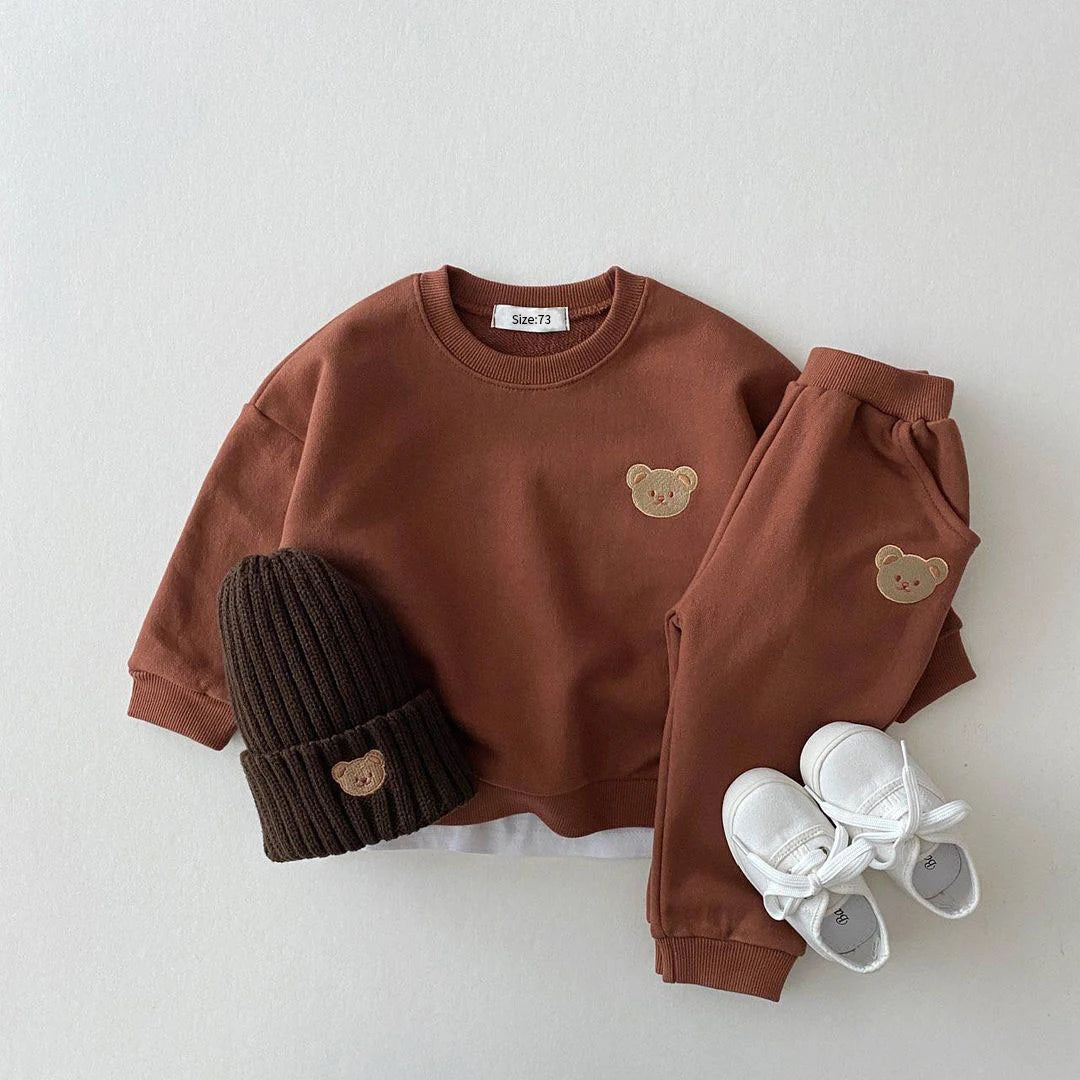 Fashion Baby Bear Outfit – 2PCS Sweatshirt & Pants Set for Toddlers