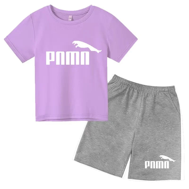 Ensemble Esthétique Enfant – T-shirt à Lettres & Pantalon Décontracté