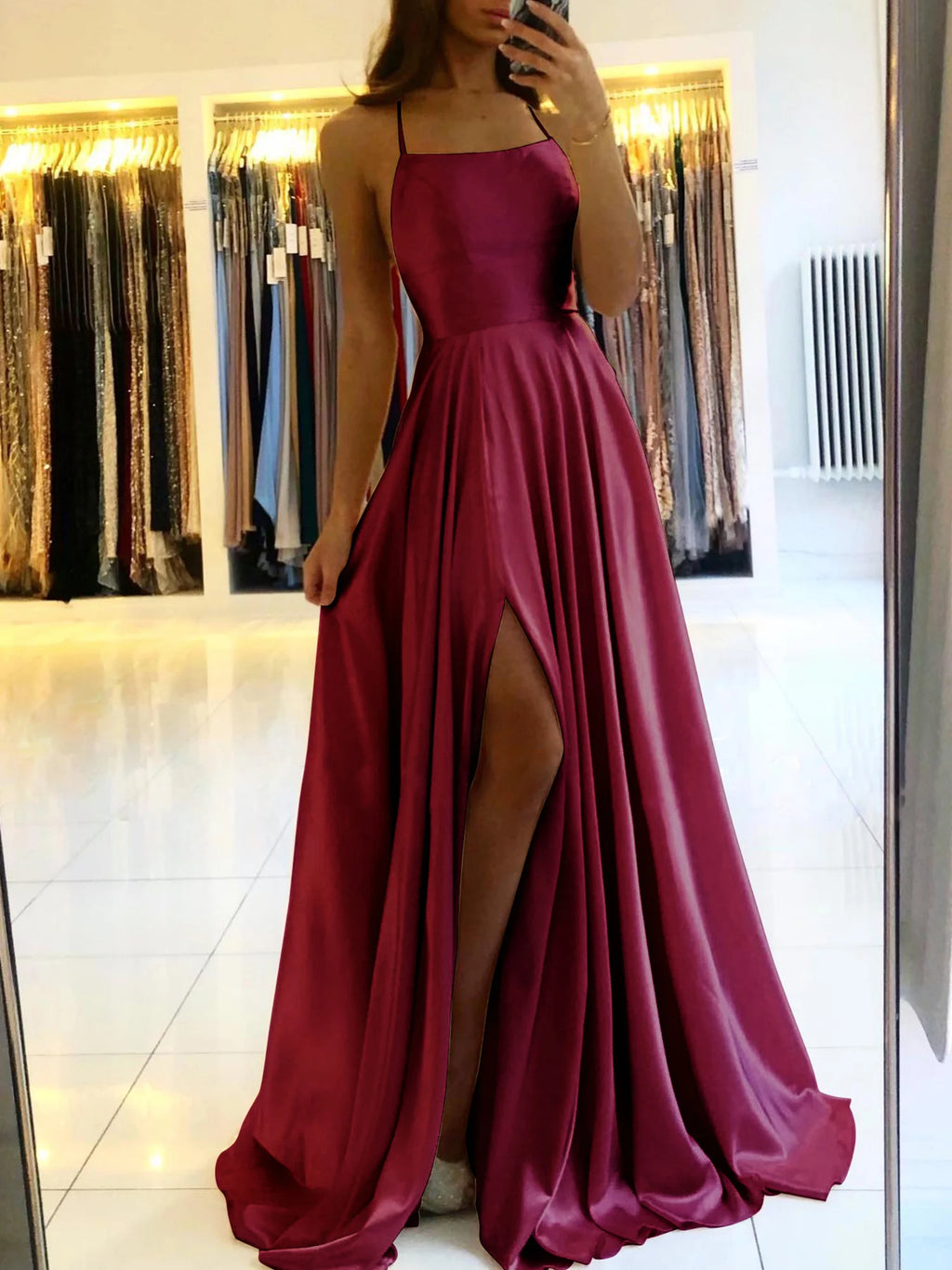 Elevate your evening style with the chic satin cocktail dress from MisShow. Designed with modern sophistication and feminine elegance, this navy blue midi gown is the perfect choice for cocktail parties, prom nights, formal d