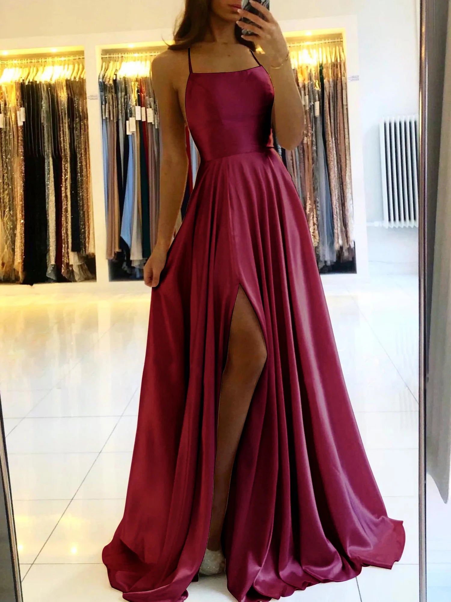 Elevate your evening style with the chic satin cocktail dress from MisShow. Designed with modern sophistication and feminine elegance, this navy blue midi gown is the perfect choice for cocktail parties, prom nights, formal d