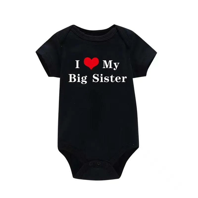 I Love My Big Sister & Brother” Baby Romper – Cute Newborn Short Sleeve Outfit