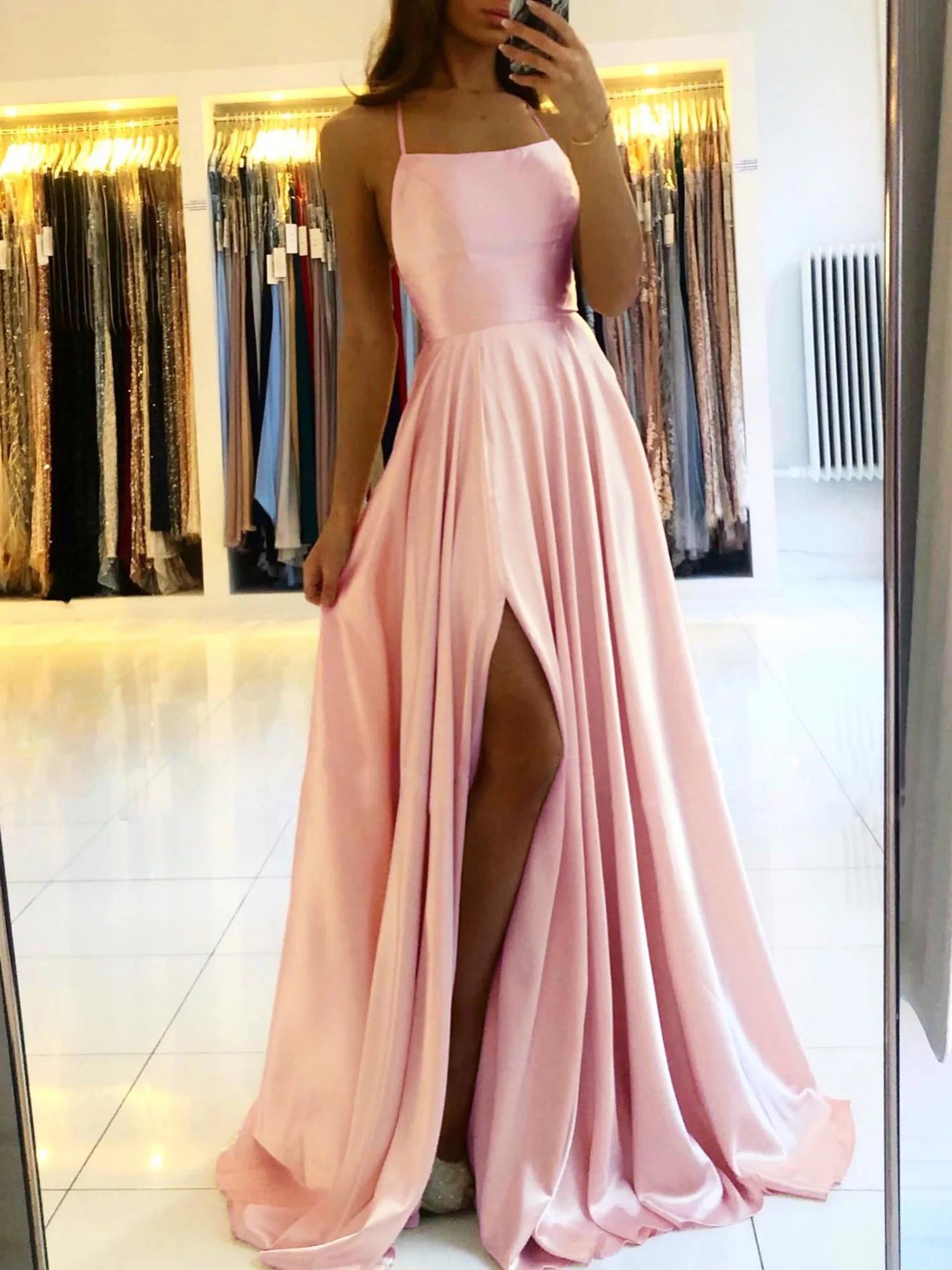 Elevate your evening style with the chic satin cocktail dress from MisShow. Designed with modern sophistication and feminine elegance, this navy blue midi gown is the perfect choice for cocktail parties, prom nights, formal d