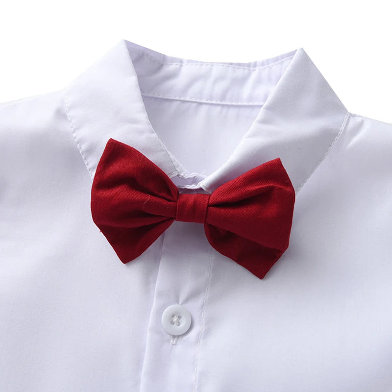 Boys Summer Suspender Set – Star Print Wedding Outfit for Kids