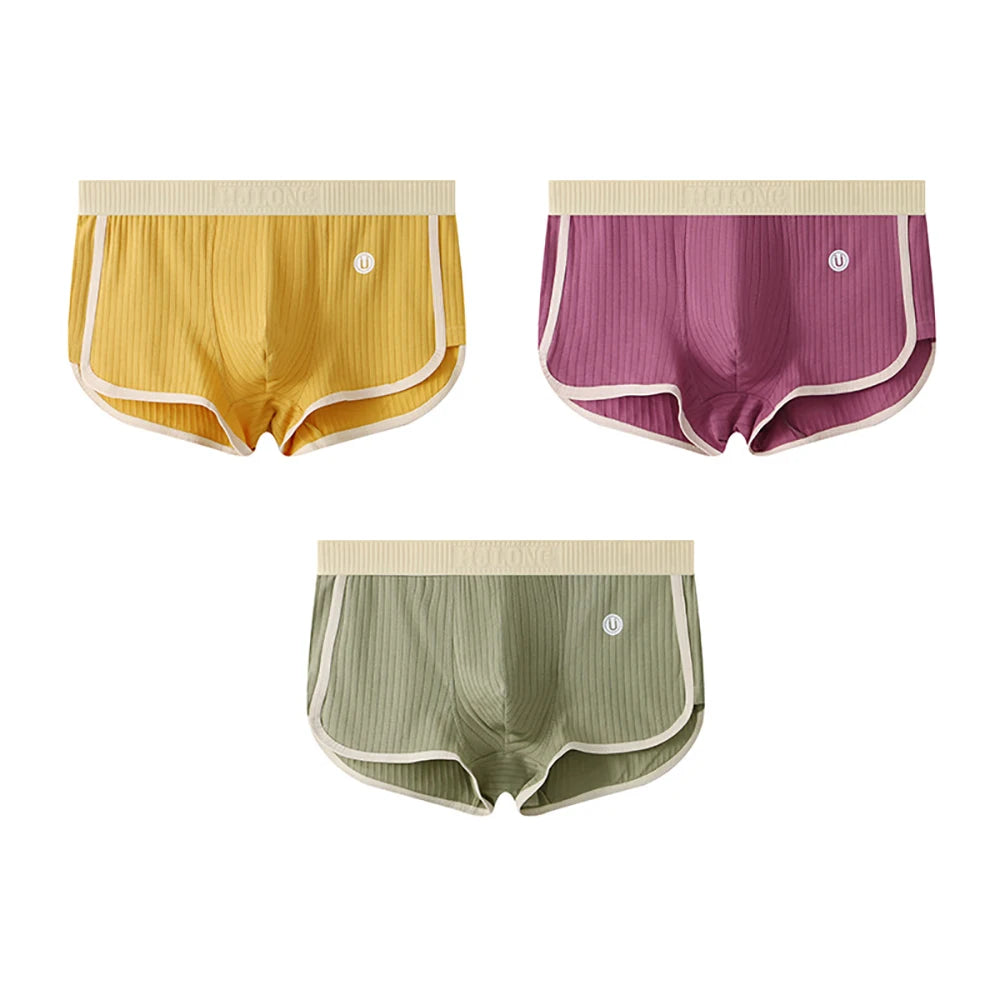 3PCS/Pack Luxury Men’s Boxer Briefs – 100% Breathable Cotton, Modern Striped Style, Ultra-Soft Comfort, Flexible Stretch Fabric & Premium Wide Waistband