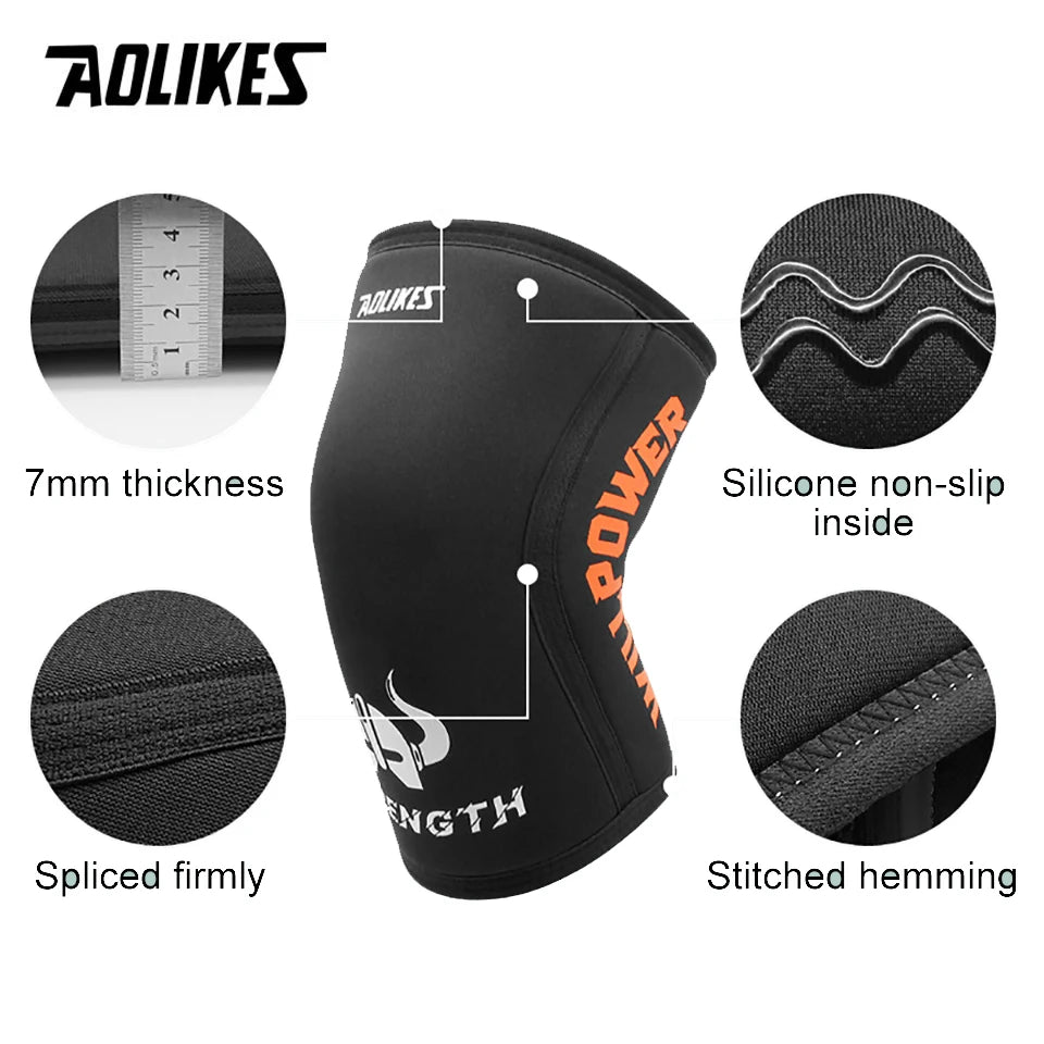 AOLIKES 7MM Neoprene Knee Pads – Compression Support for Weightlifting & CrossFit