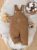 Corduroy Baby Boy Overalls – Cute Bear Pattern Adjustable Bib Pants