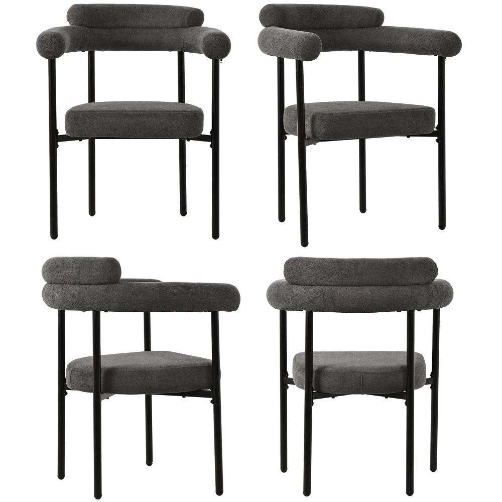 2/4/6 Pieces Modern Minimalist Dining Chairs, Suede Fabric Upholstered Chairs with Ergonomic Ring Backrest & Soft Padded Seat for Dining Room
