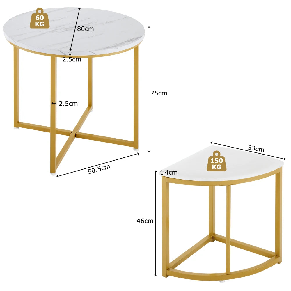 Elegant Dining Set with MDF Tabletop & Gilded Iron Frame