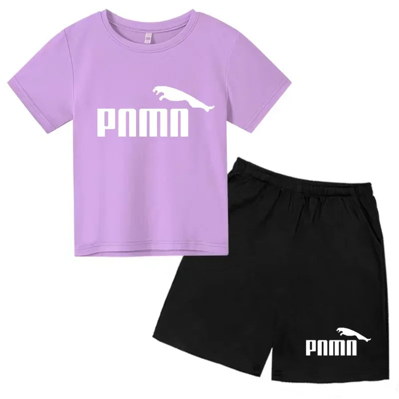 Ensemble Esthétique Enfant – T-shirt à Lettres & Pantalon Décontracté