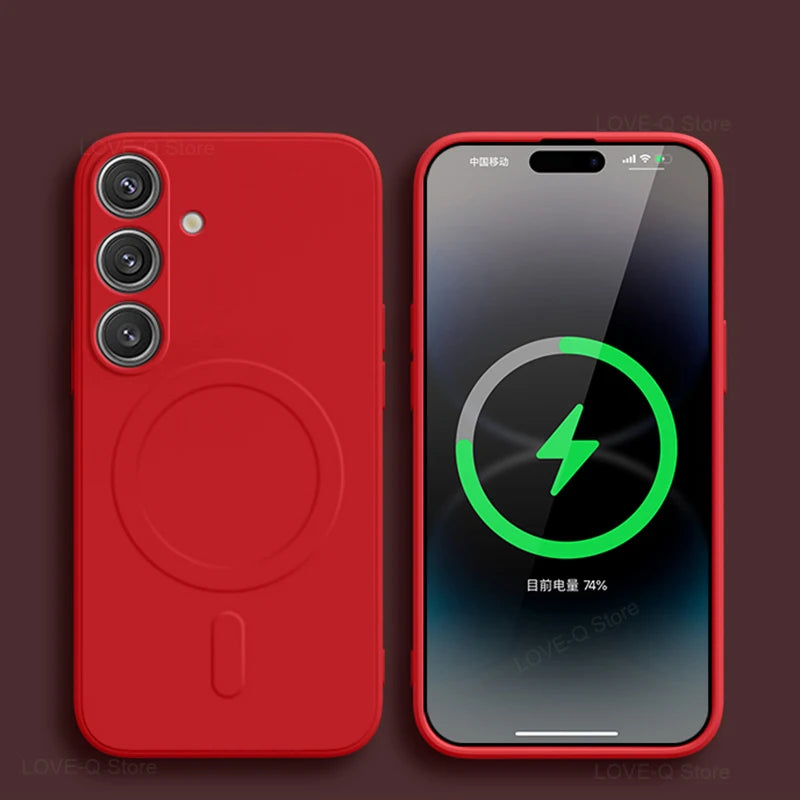 Luxury Magnetic Silicone Case for Samsung Galaxy S25 / S26 Ultra