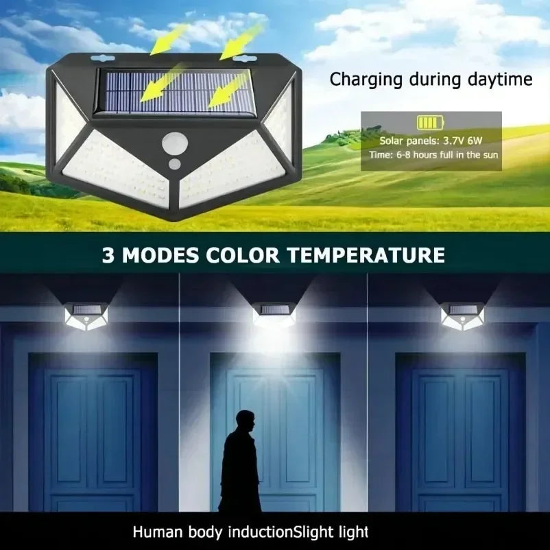 Modern solar LED light with motion sensor, waterproof design, and easy outdoor use