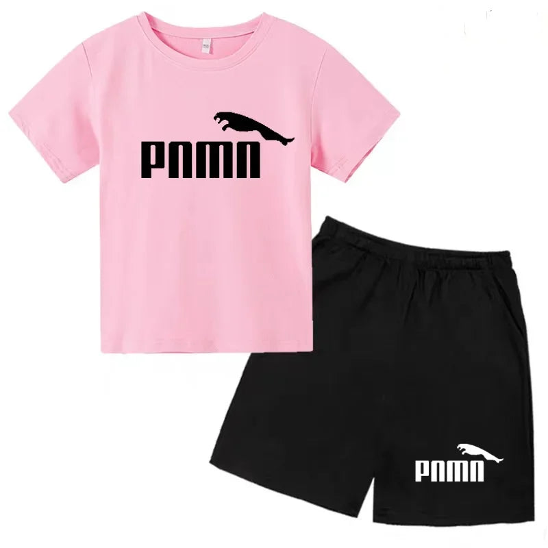 Ensemble Esthétique Enfant – T-shirt à Lettres & Pantalon Décontracté