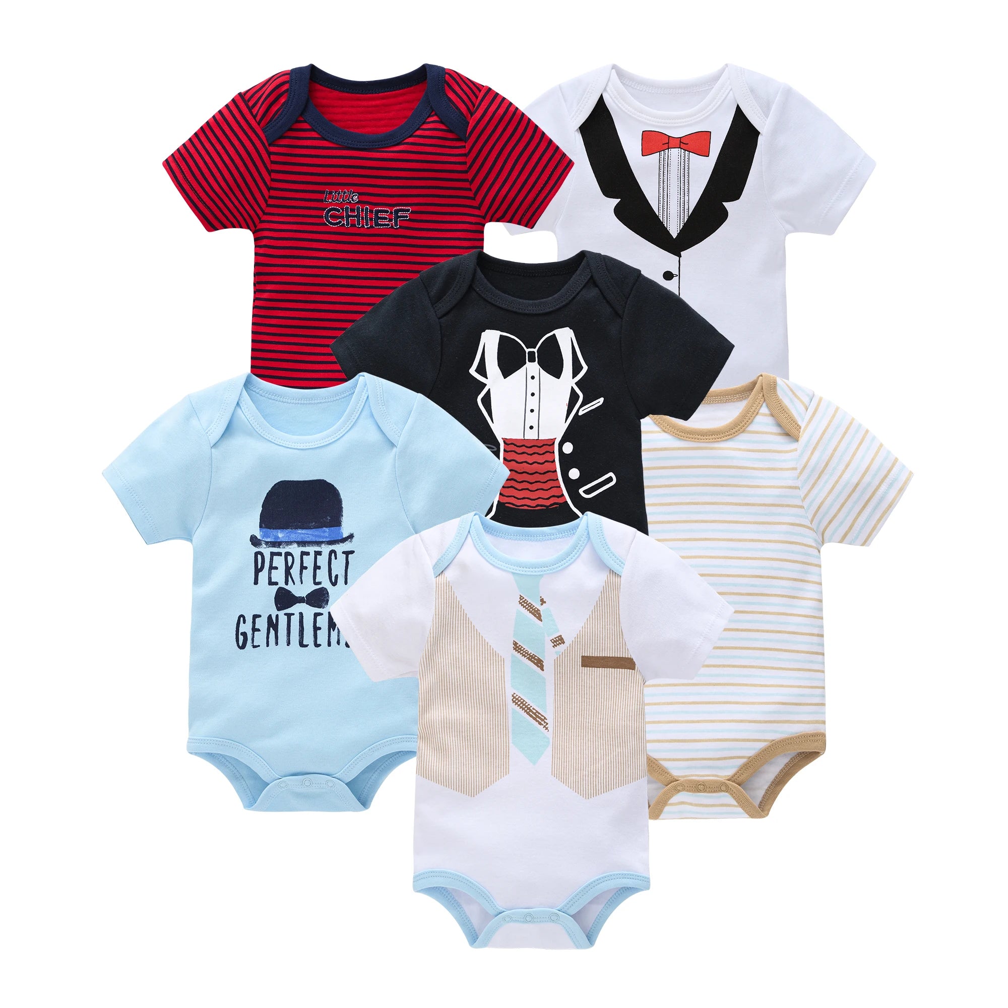 3/6PCS Baby Bodysuit Set – Soft Cotton Short Sleeve Clothes for Newborn Boys & Girls (0–12 Months)