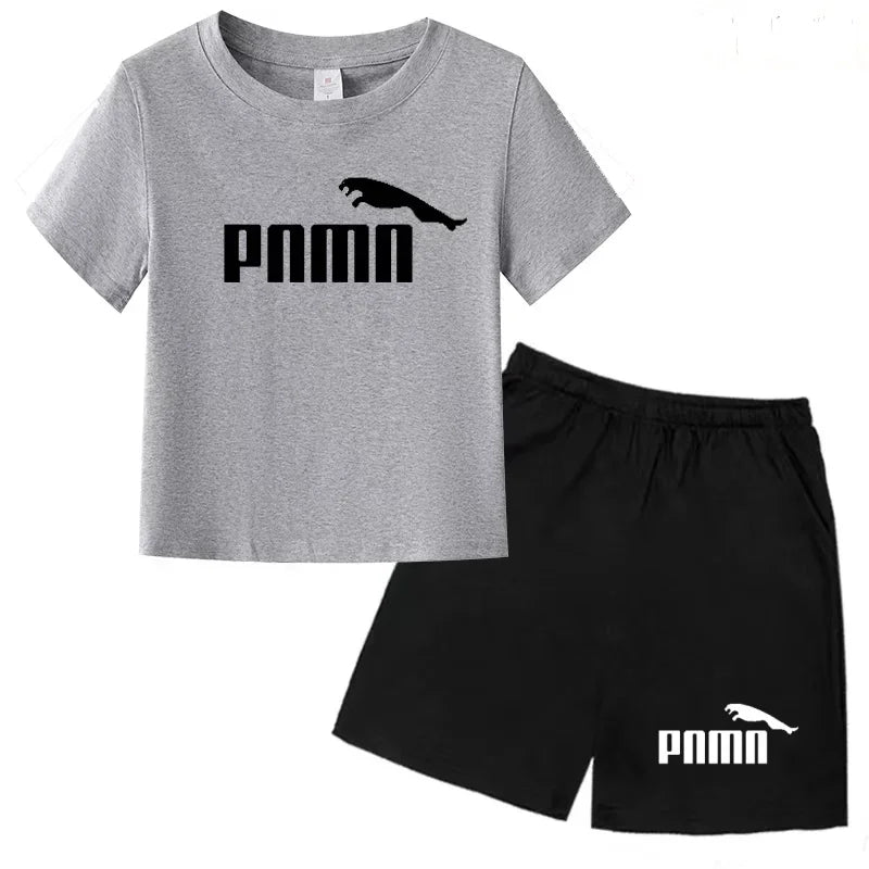 Ensemble Esthétique Enfant – T-shirt à Lettres & Pantalon Décontracté
