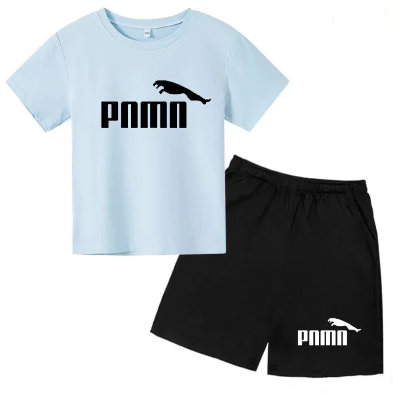 Ensemble Esthétique Enfant – T-shirt à Lettres & Pantalon Décontracté