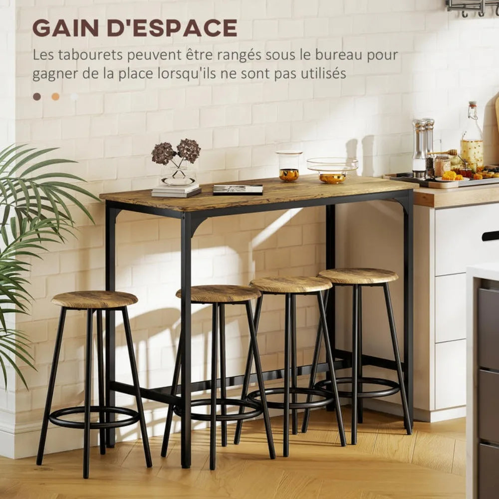 Bar Table Dining Set with Footrest for Kitchen & Dining Room