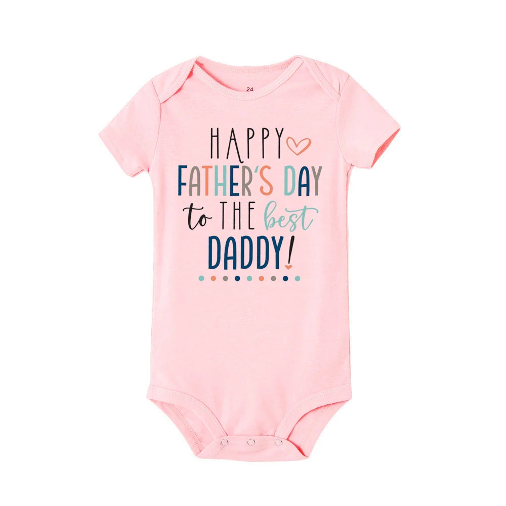 Happy Father’s Day Baby Romper – “Best Daddy” Printed Newborn Bodysuit for Boys & Girls