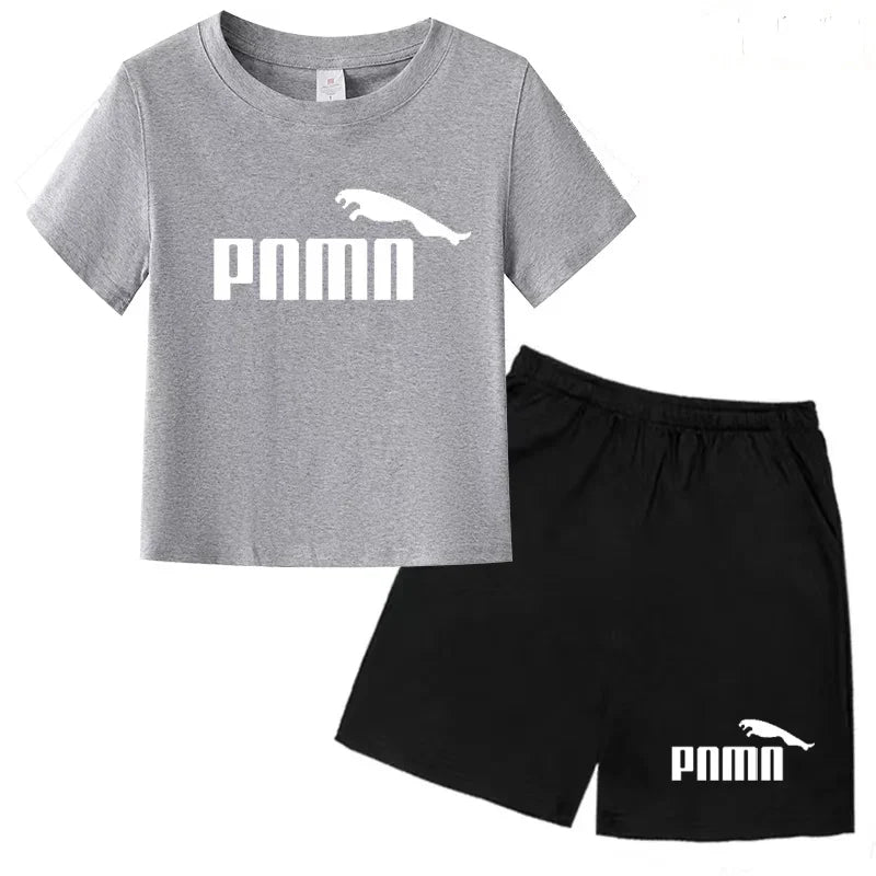 Ensemble Esthétique Enfant – T-shirt à Lettres & Pantalon Décontracté