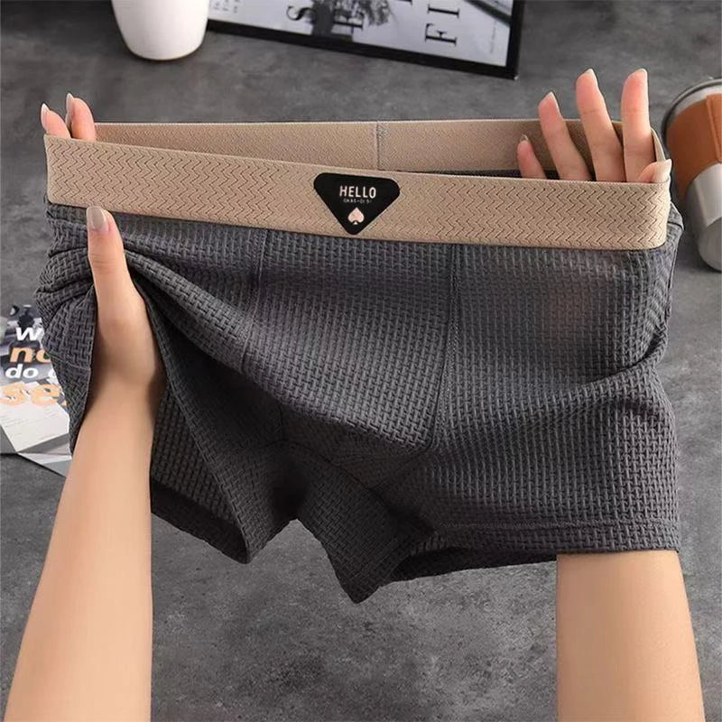 4PCS Premium Men’s Boxer Shorts – Silky Smooth Ice Fabric, Breathable Mesh Design, Modern Slim Fit & All-Day Cooling Comfort